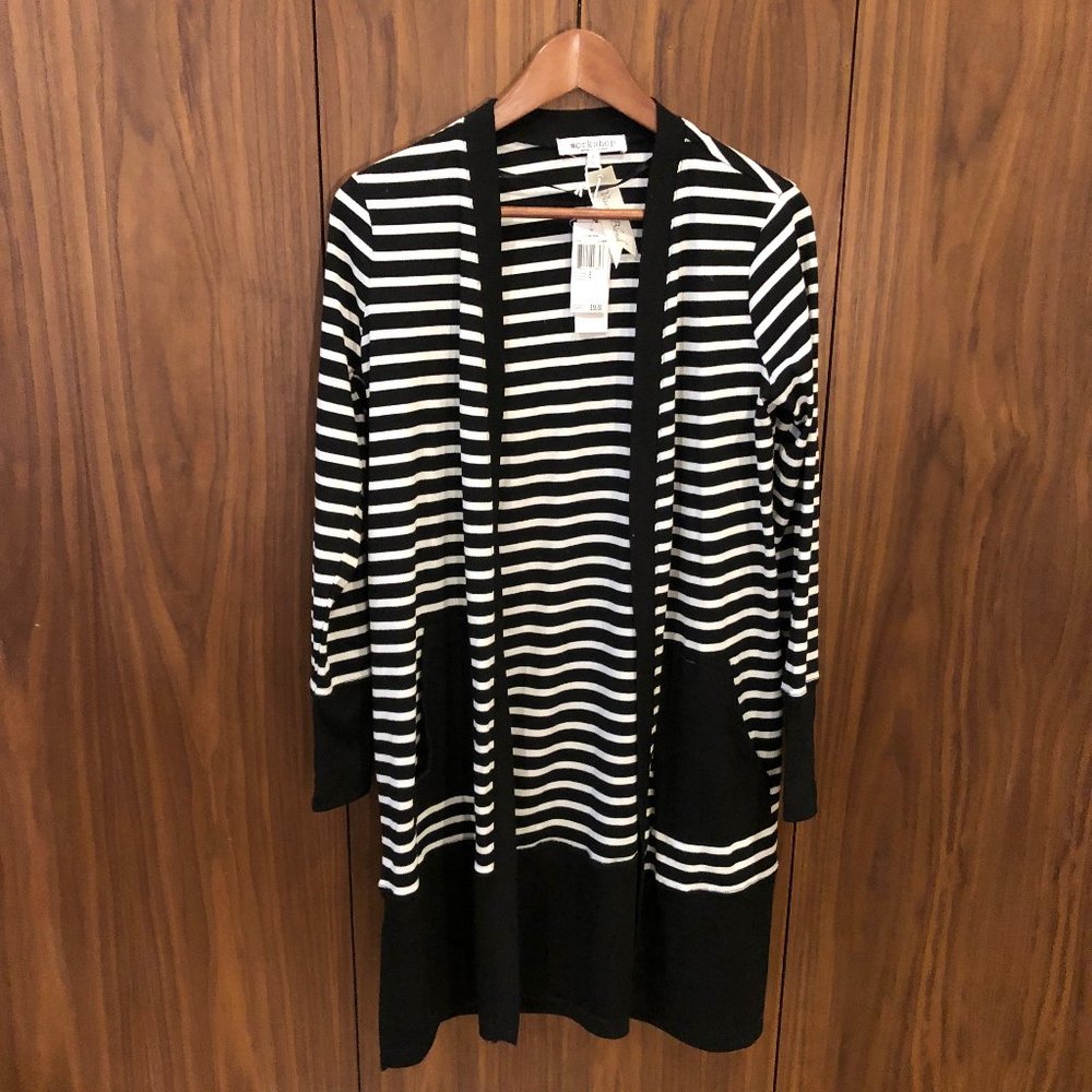 B&W Striped Long Cardigan Loungewear